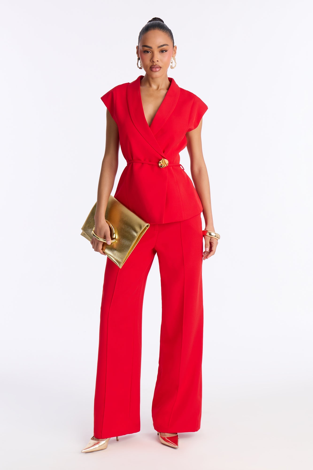 Signature Move Vest Pant Set - Red