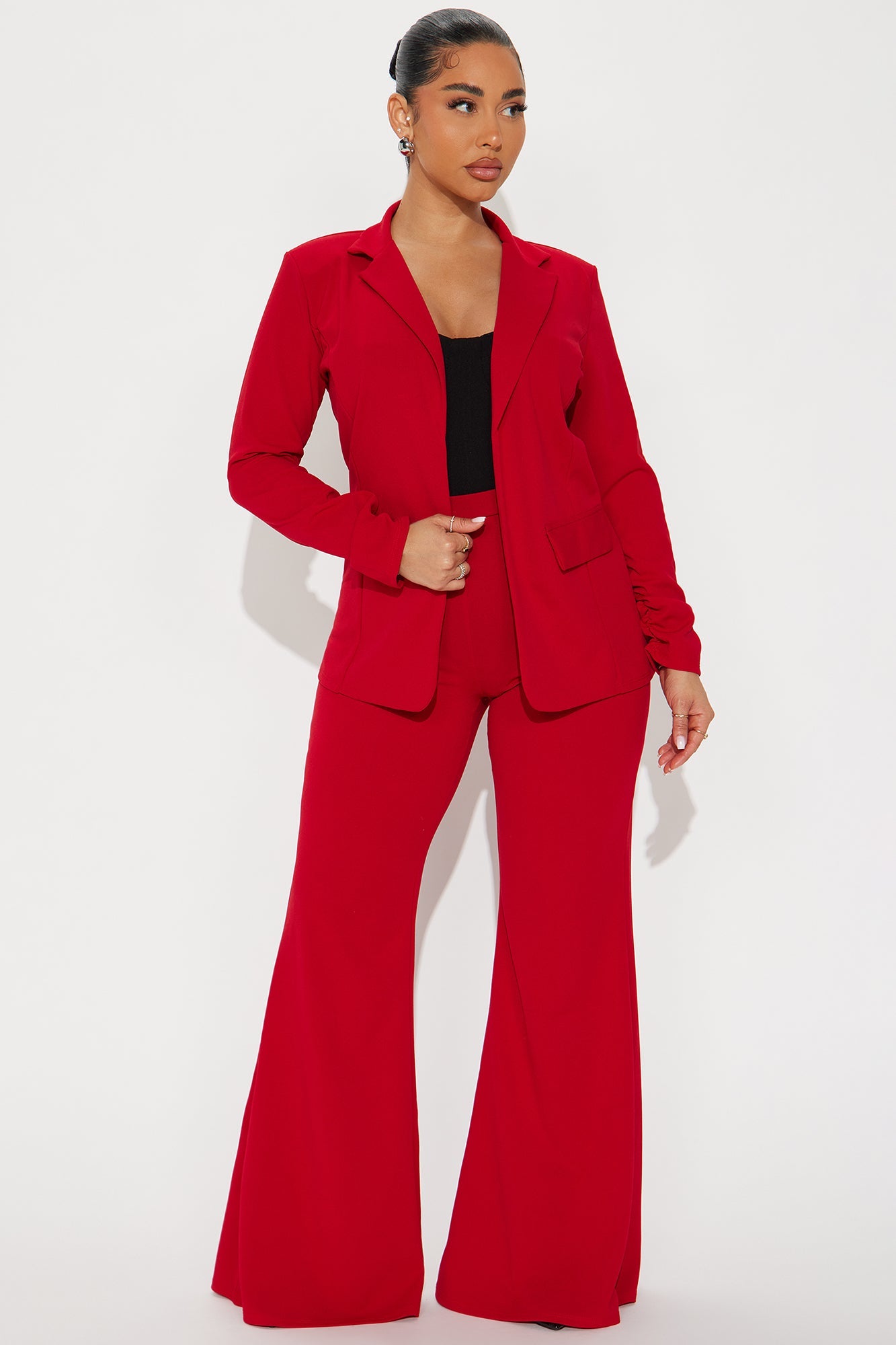 Executive Cutie Blazer Pant Set - Red