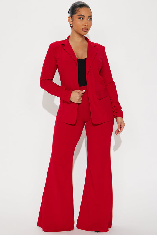 Executive Cutie Blazer Pant Set - Red
