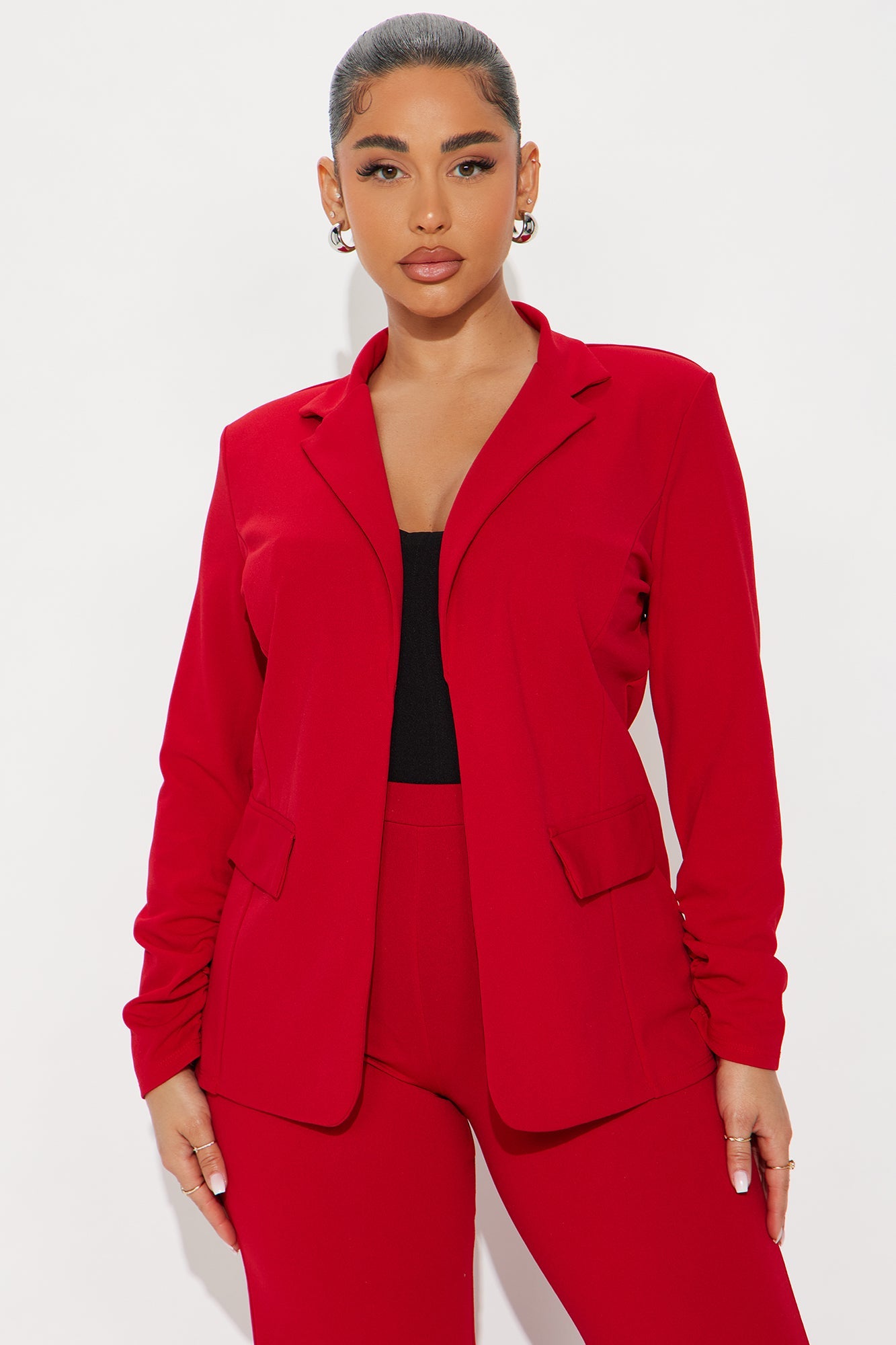 Executive Cutie Blazer Pant Set - Red