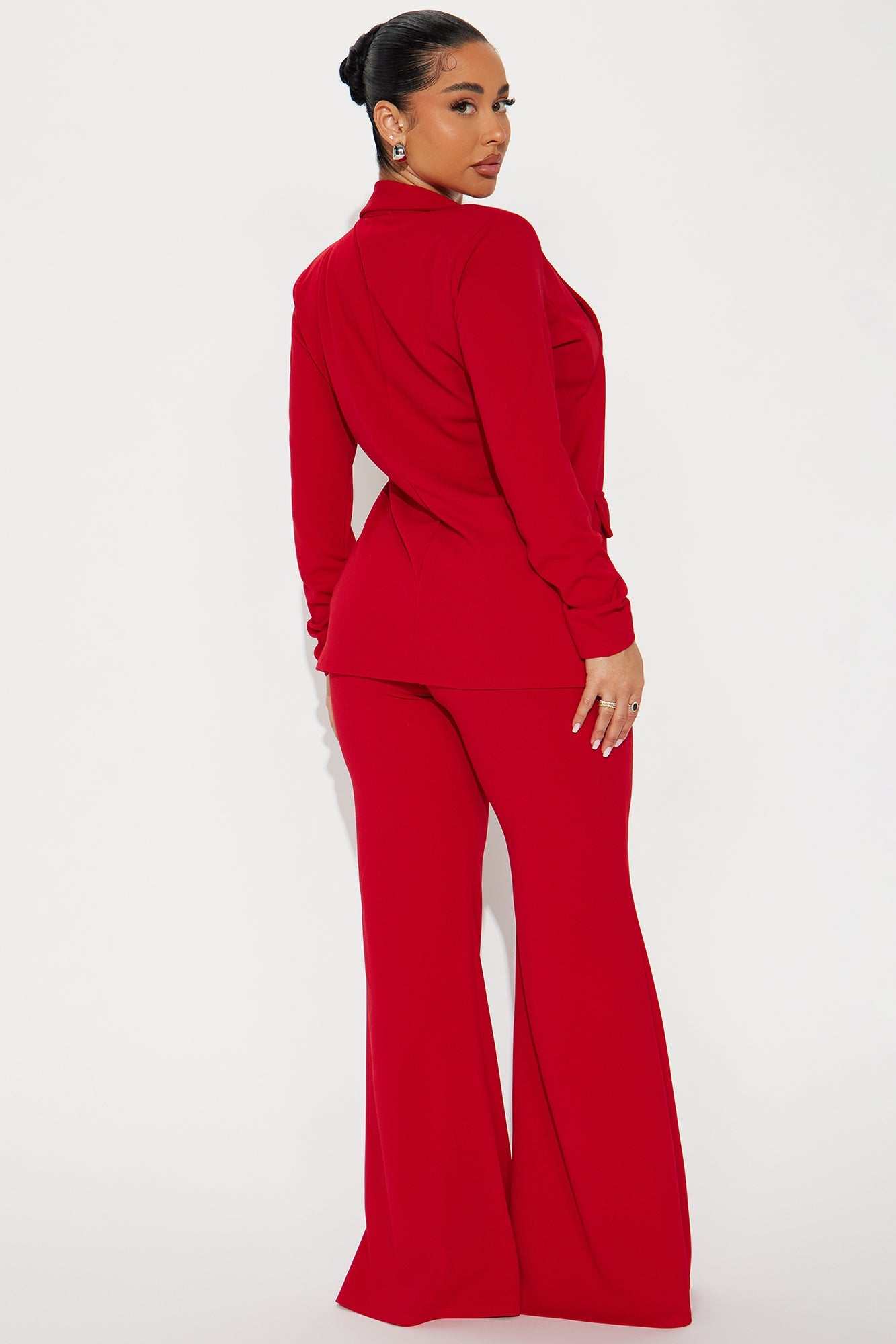 Executive Cutie Blazer Pant Set - Red