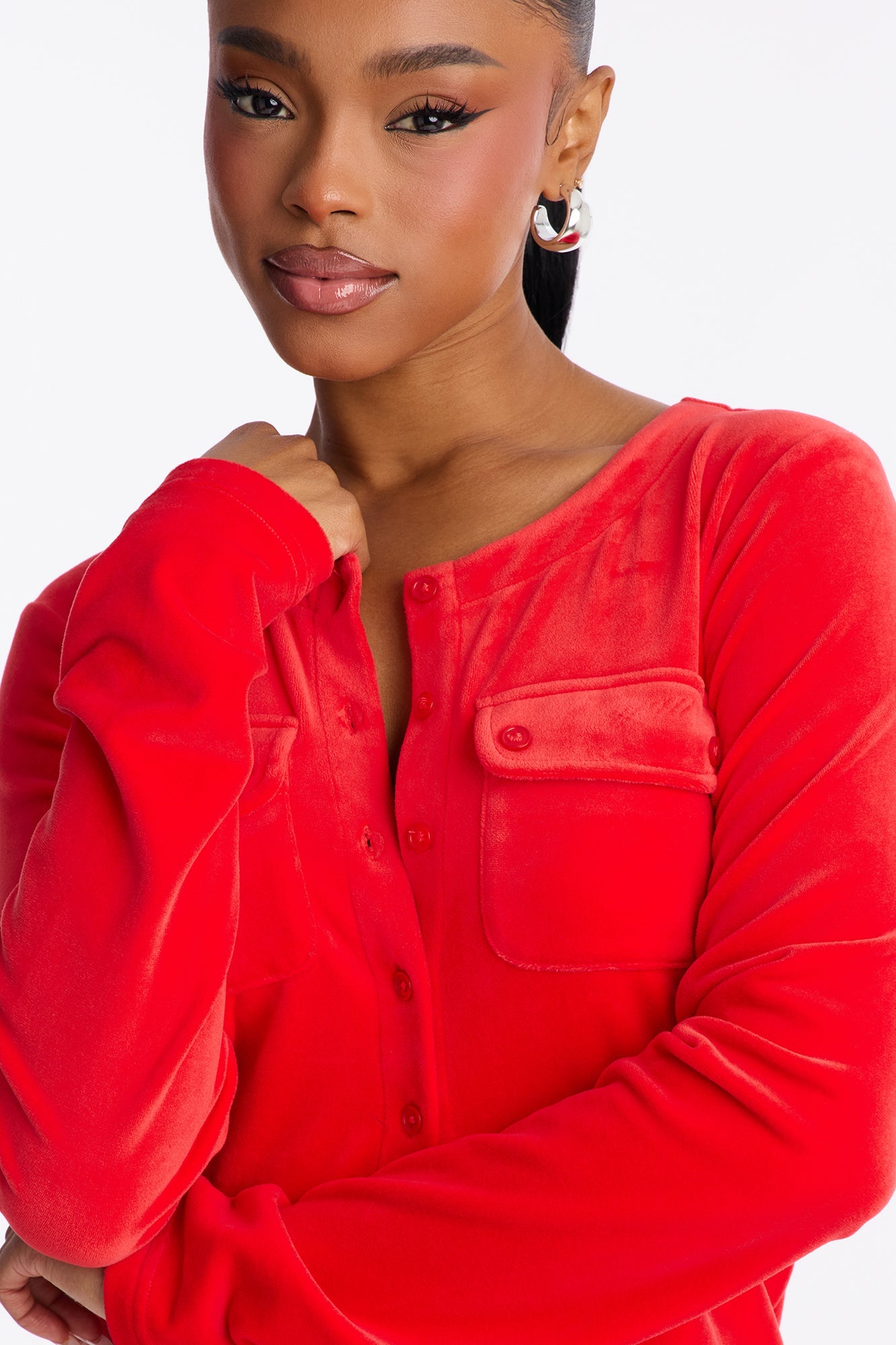 Low Key Velour Micro Short Set - Red