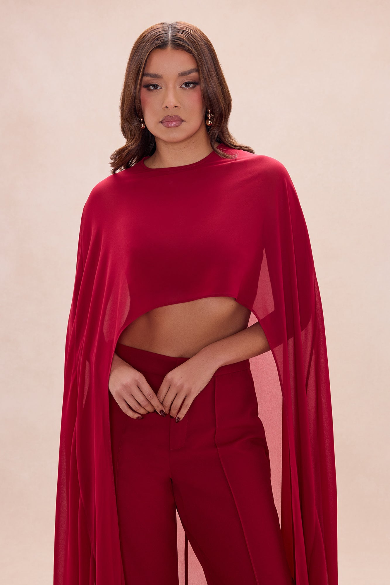 Forever Yours Chiffon Pant Set - DarkRed