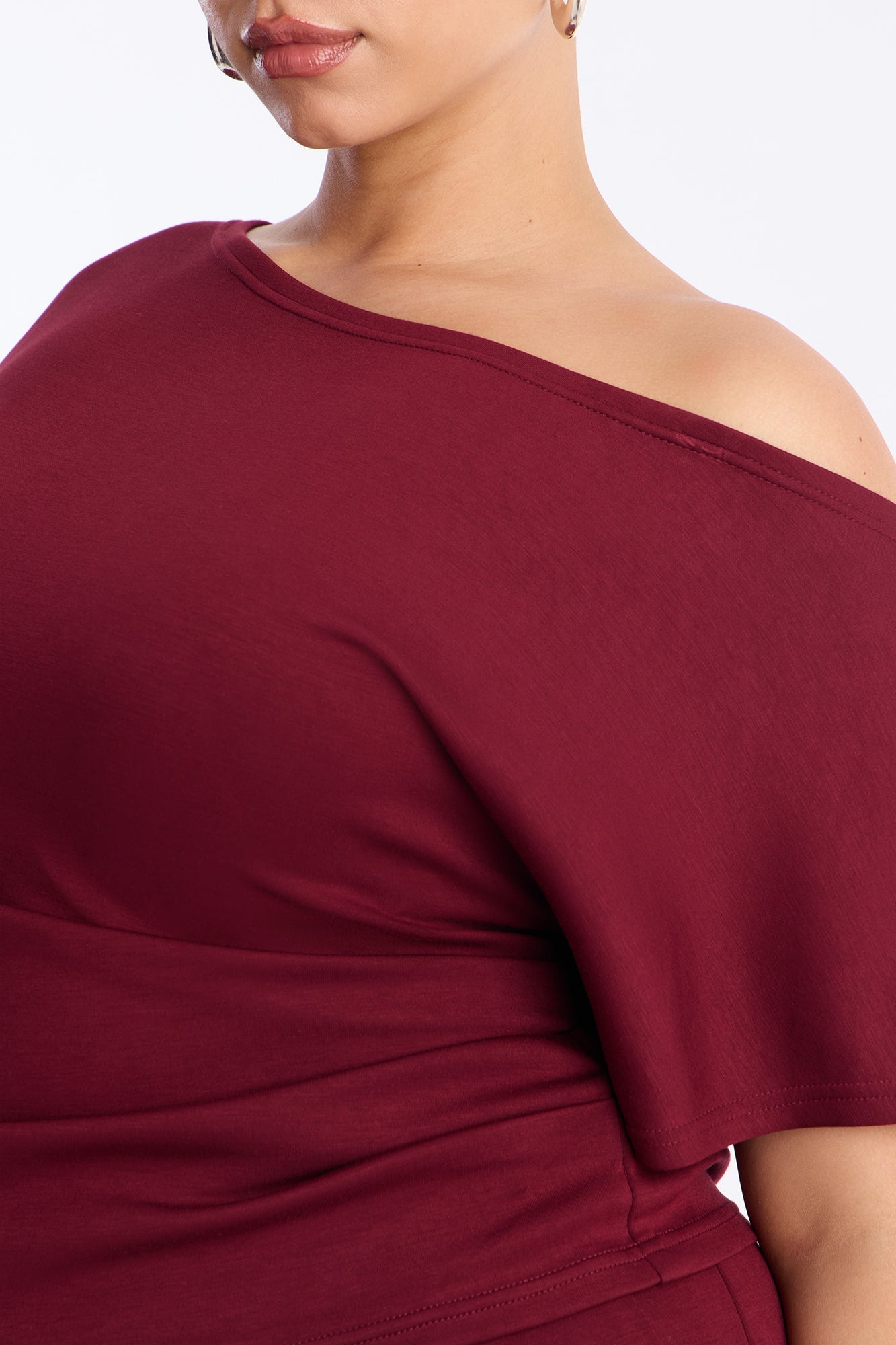 Alina Off Shoulder Wide Leg Pant Set - Burgundy