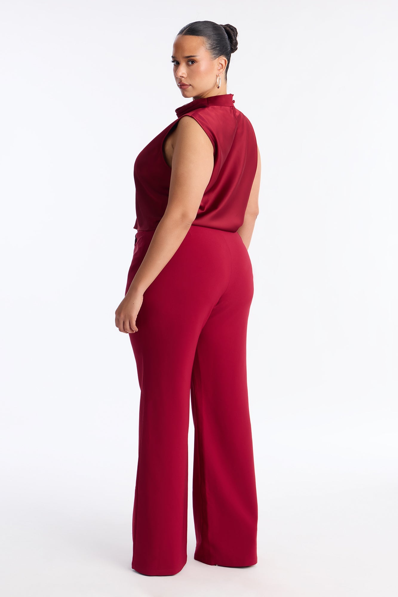 Luciana Satin Wide Leg Pant Set - Red