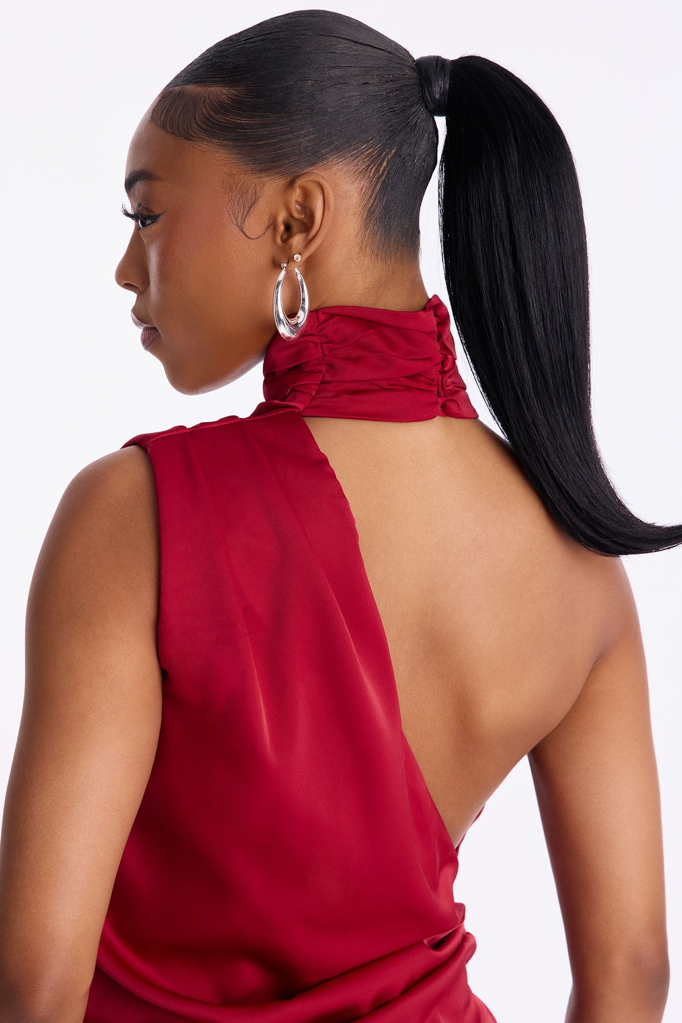 Very Sleek Satin Pant Set - Wine
