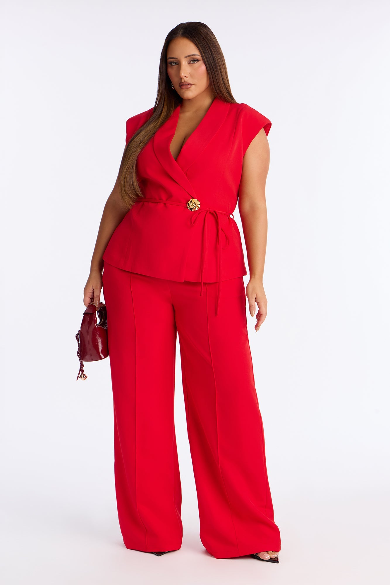 Signature Move Vest Pant Set - Red