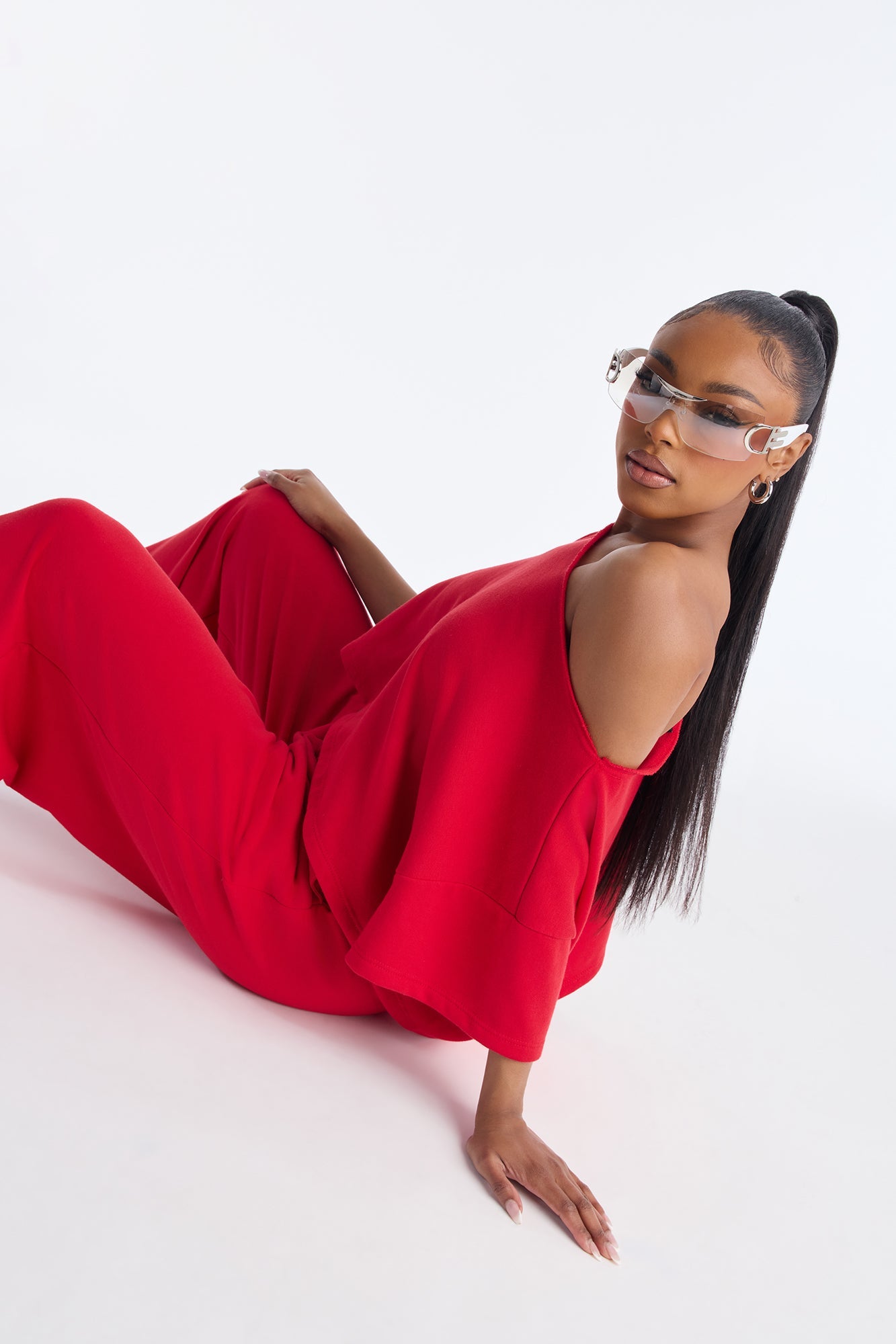 Chill Status Off Shoulder Pant Set - Red