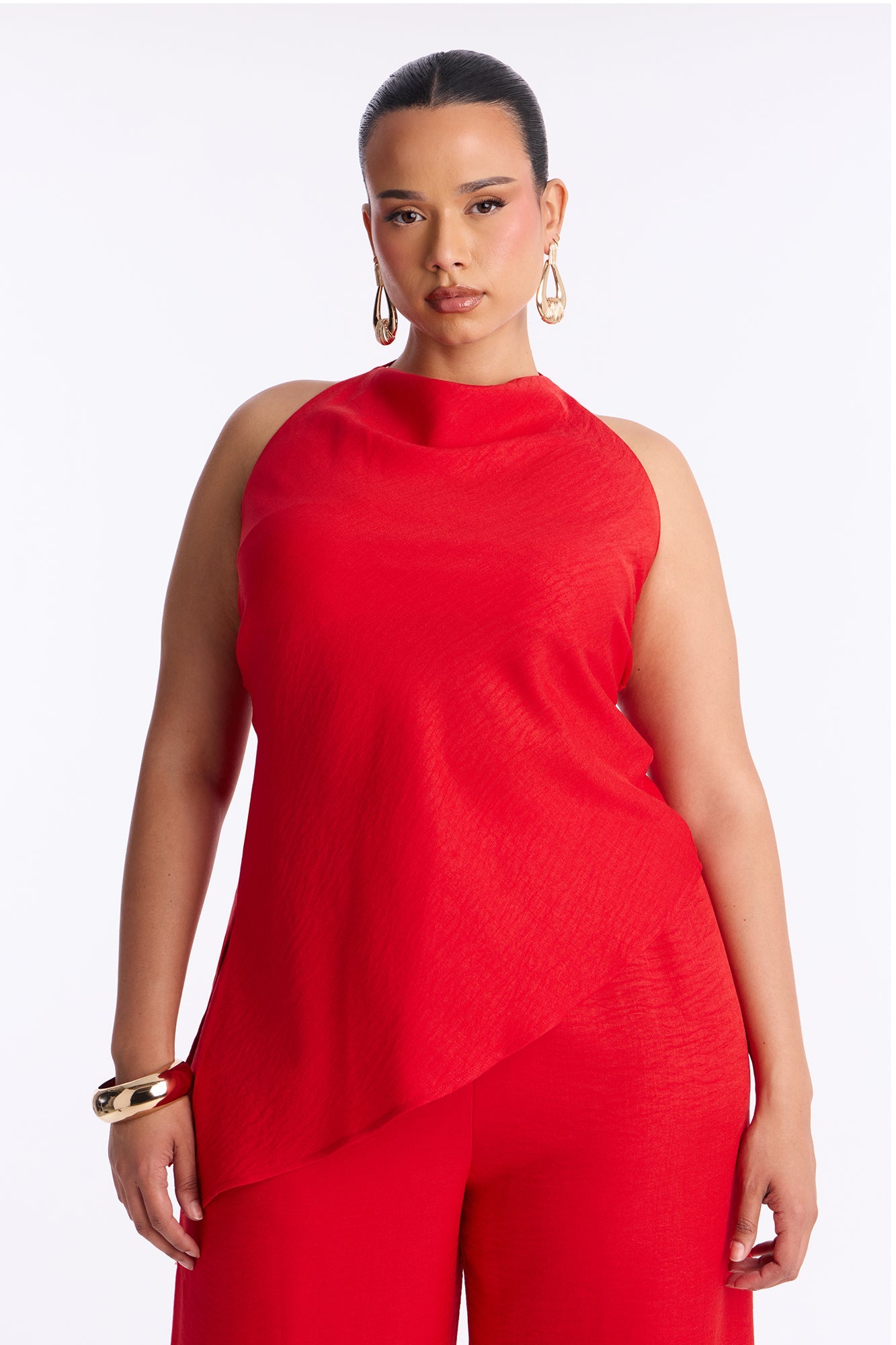 Irene Halter Asymmetrical Pant Set - Red