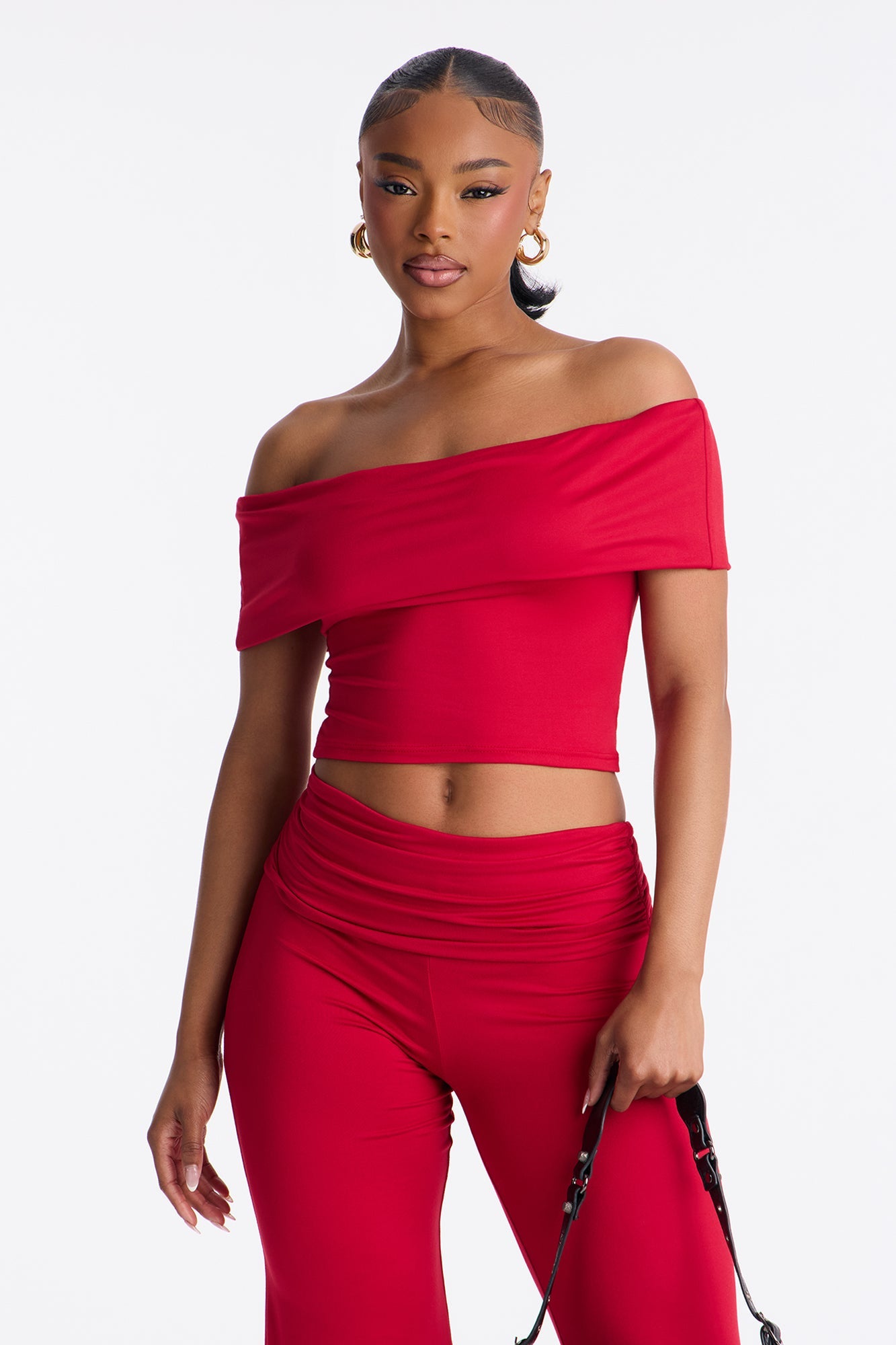 Mila Off Shoulder Pant Set - Red