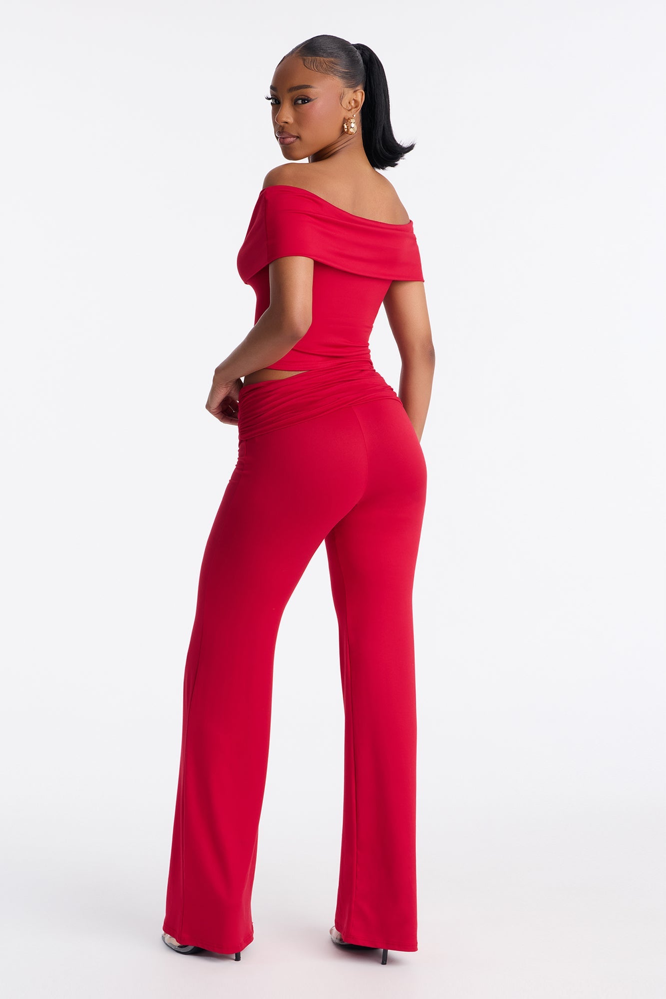 Mila Off Shoulder Pant Set - Red