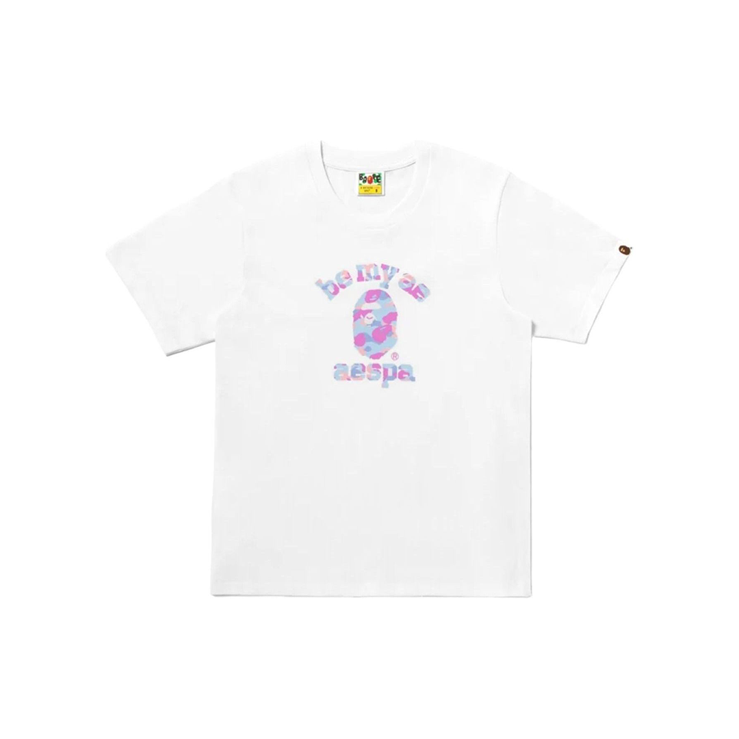 A Bathing Ape x Aespa College Relaxed Fit T-Shirt White | 1M73-110-911-WHT