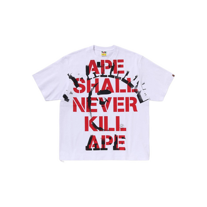 A Bathing Ape Spray Print College Relaxed Fit T-Shirt White | 1L30-110-329-GRY