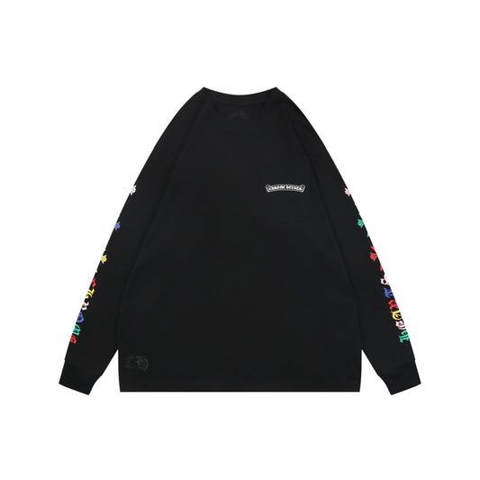 Chrome Hearts Sanskrit Scroll Colorful Cross Floral Print Long Sleeve