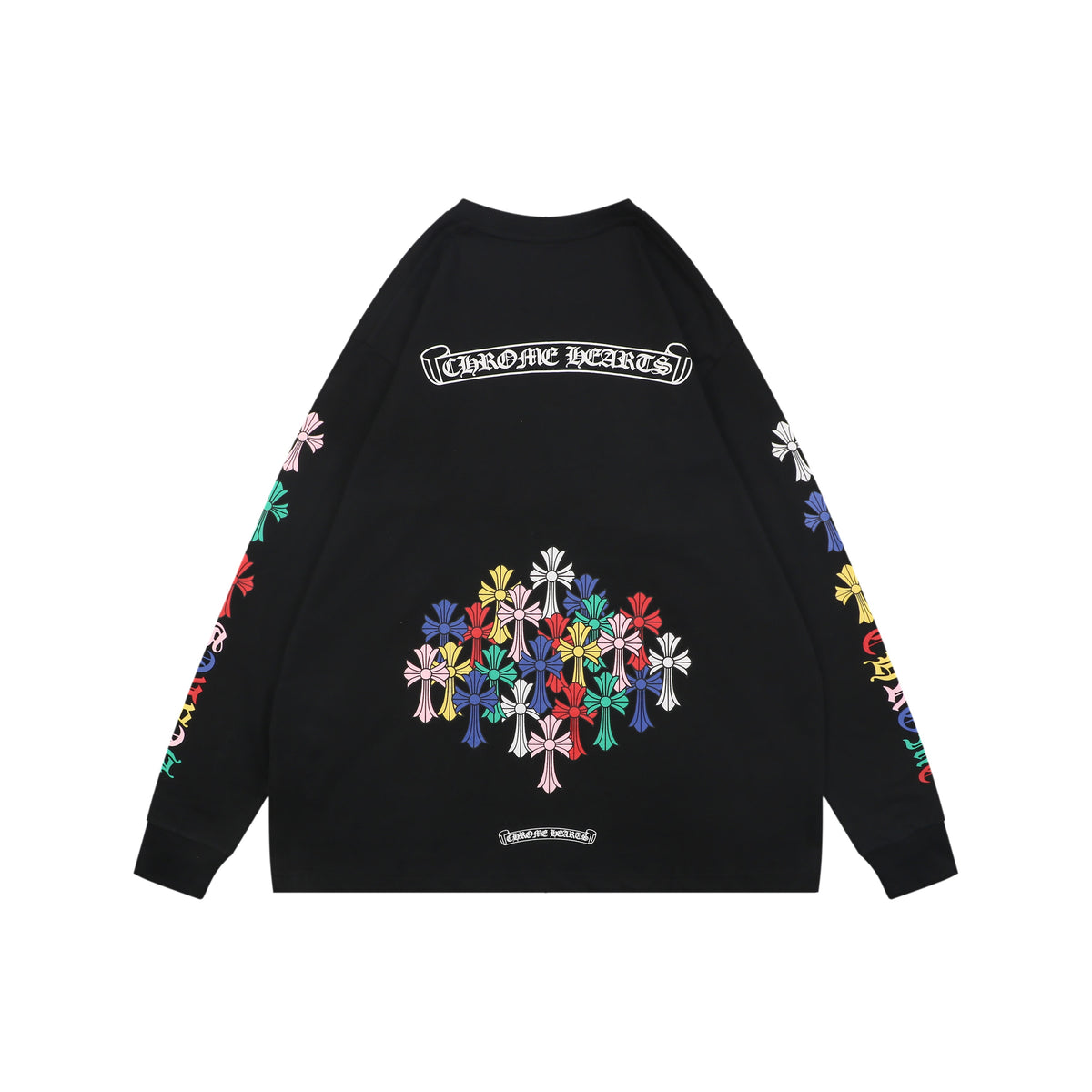 Chrome Hearts Sanskrit Scroll Colorful Cross Floral Print Long Sleeve