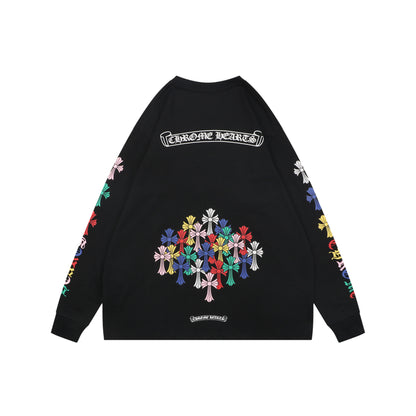 Chrome Hearts Sanskrit Scroll Colorful Cross Floral Print Long Sleeve