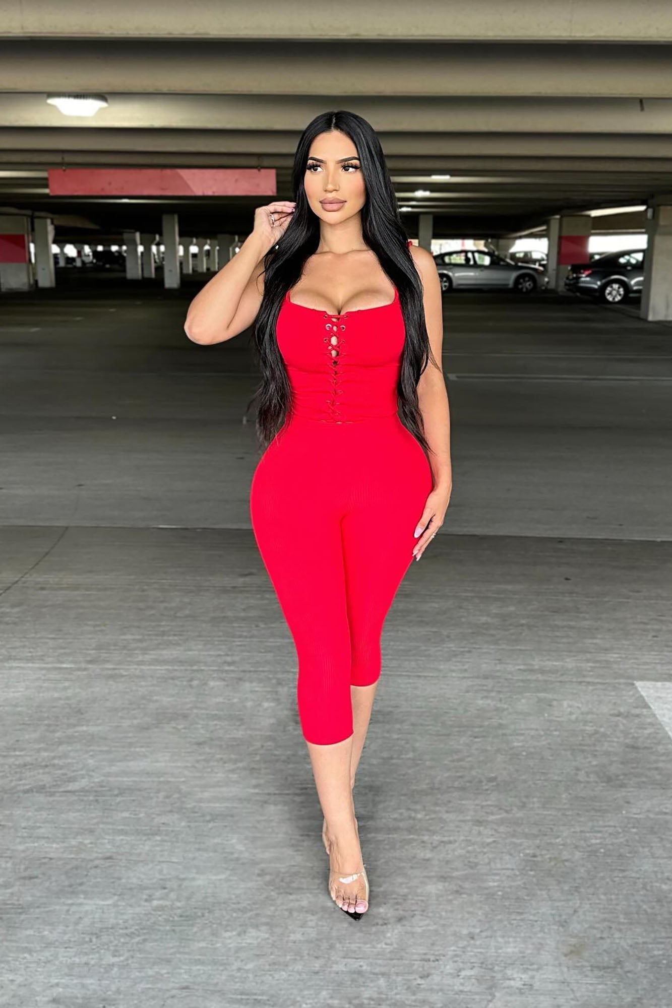 Carina Snatched Pant Set - Red