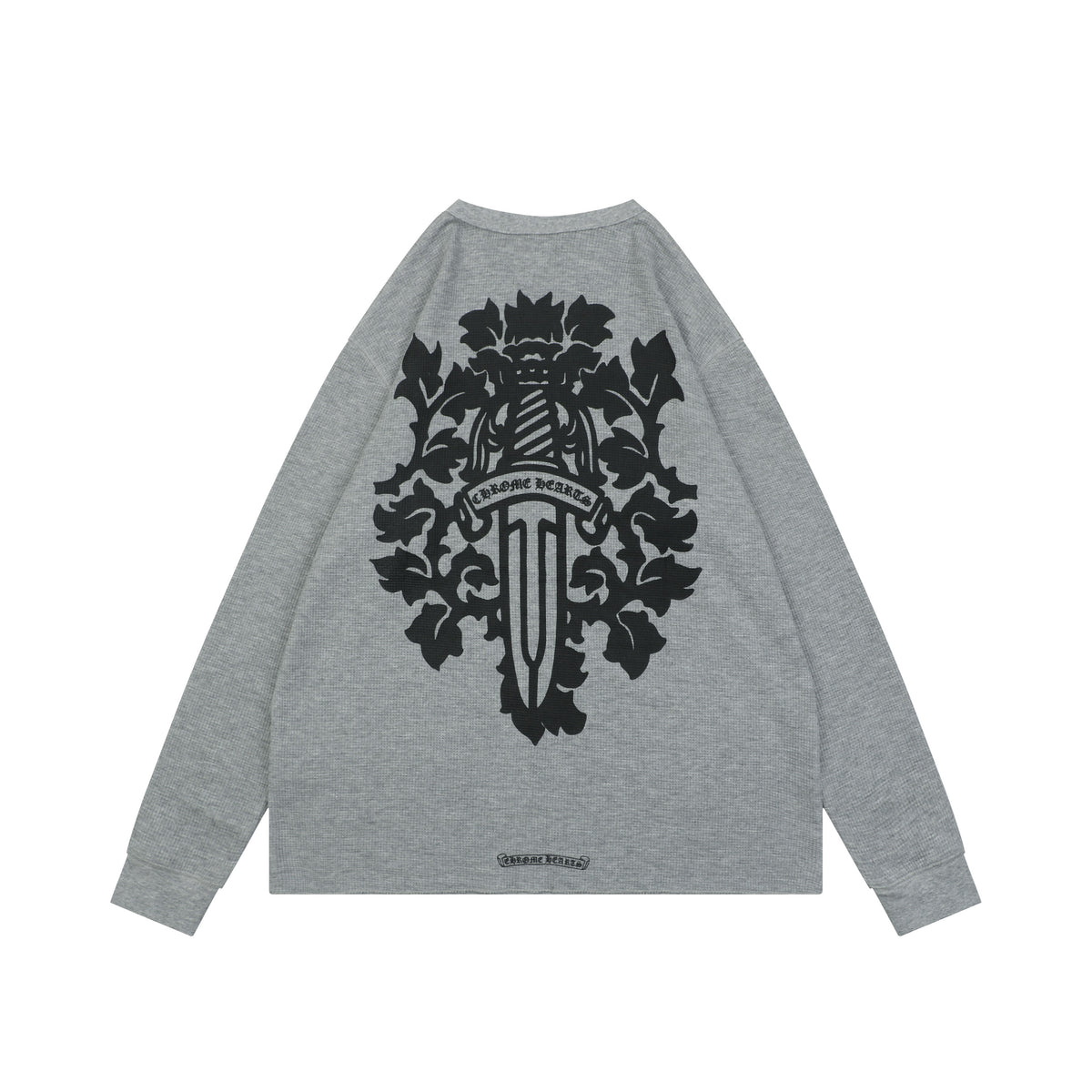 Chrome Hearts Waffle Knit Vine Dagger Print Long Sleeve Gray