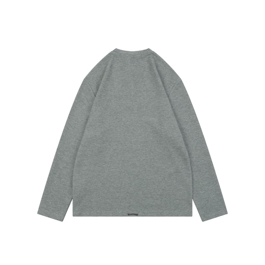 Chrome Hearts Cross Leather Patch Waffle Knit Henley Long Sleeve Gray