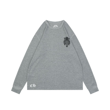 Chrome Hearts Waffle Knit Vine Dagger Print Long Sleeve Gray