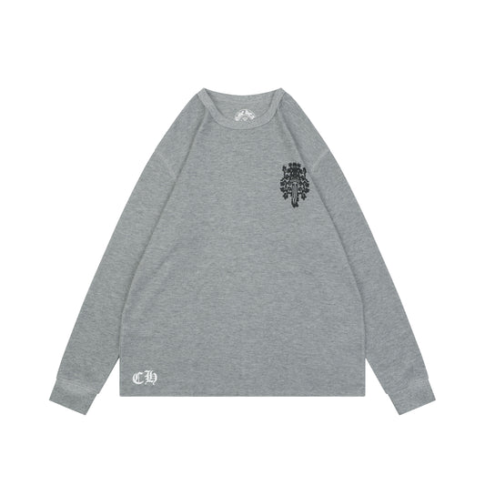 Chrome Hearts Waffle Knit Vine Dagger Print Long Sleeve Gray