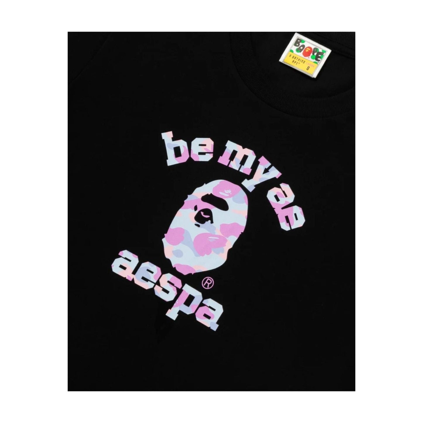 A Bathing Ape x Aespa College Relaxed Fit T-Shirt Black | 1M73-110-911-BLK