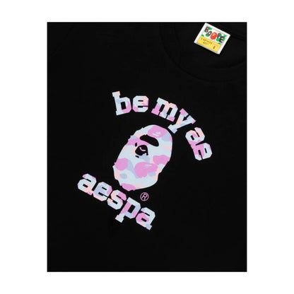 A Bathing Ape x Aespa College Relaxed Fit T-Shirt Black | 1M73-110-911-BLK