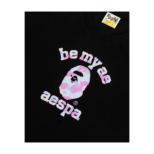 A Bathing Ape x Aespa College Relaxed Fit T-Shirt Black | 1M73-110-911-BLK