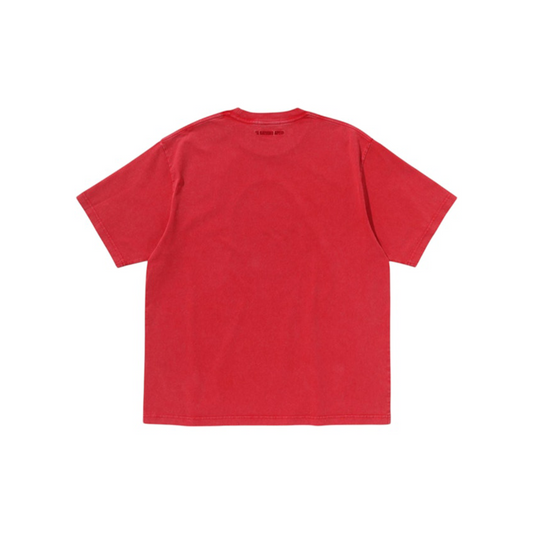A Bathing Ape Garment Dye Rhinestone Ape Head Relaxed Fit Tee Red