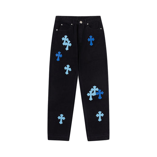 Chrome Hearts Cross Embroidered Vintage Denim Pants