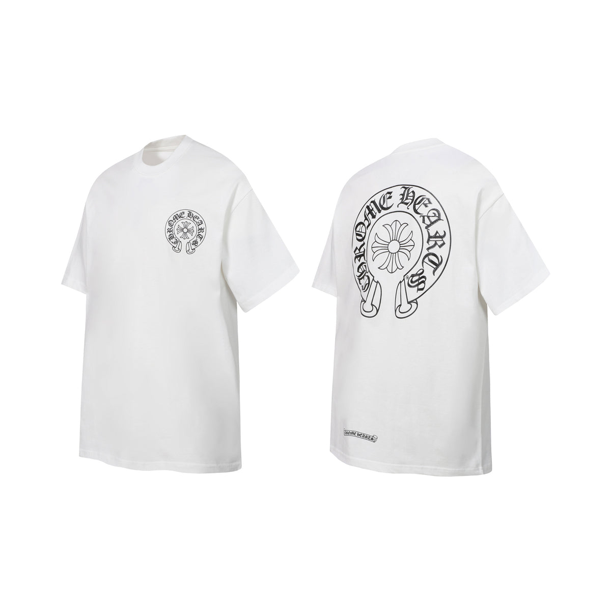 Chrome Hearts Sanskrit Horseshoe Glow-in-the-Dark Print T-Shirt Black White
