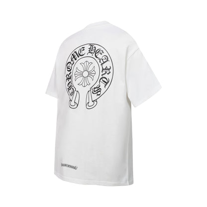 Chrome Hearts Sanskrit Horseshoe Glow-in-the-Dark Print T-Shirt Black White