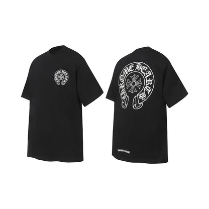Chrome Hearts Sanskrit Horseshoe Glow-in-the-Dark Print T-Shirt Black White