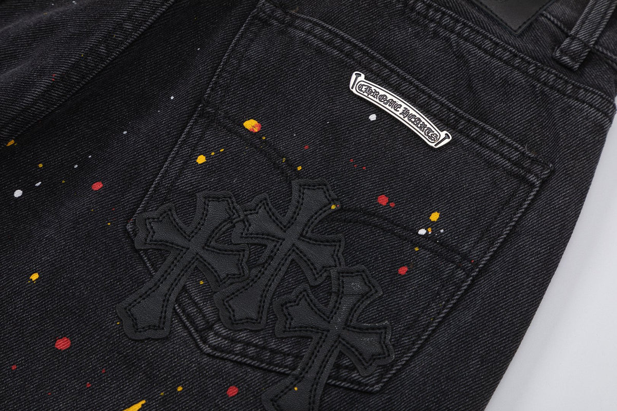 Chrome Hearts Cross Embroidered Vintage Denim Shorts