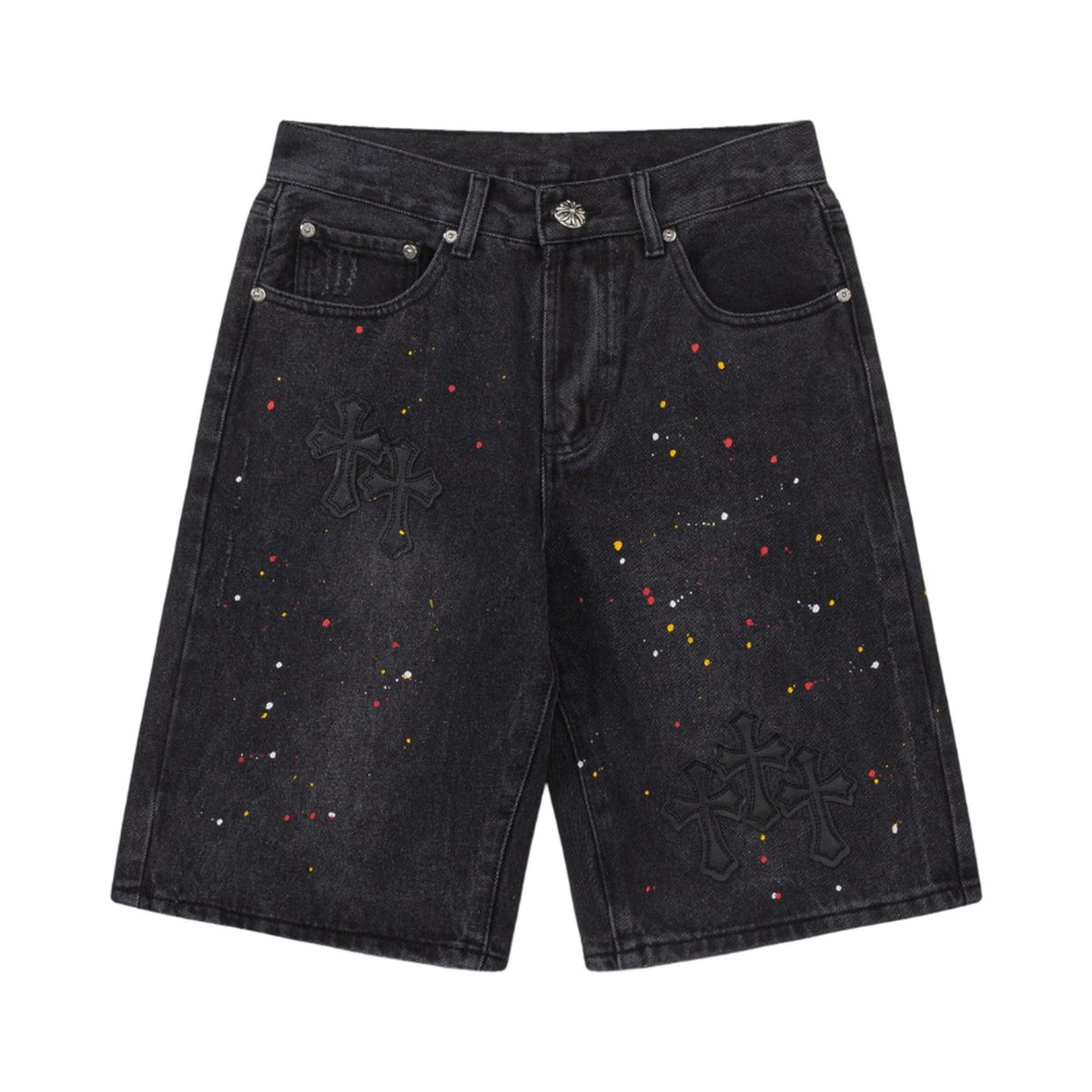 Chrome Hearts Cross Embroidered Vintage Denim Shorts