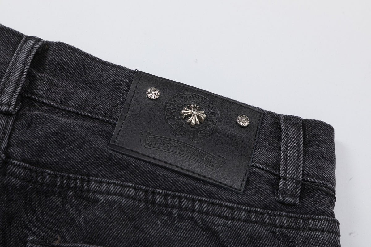 Chrome Hearts Cross Embroidered Vintage Denim Shorts