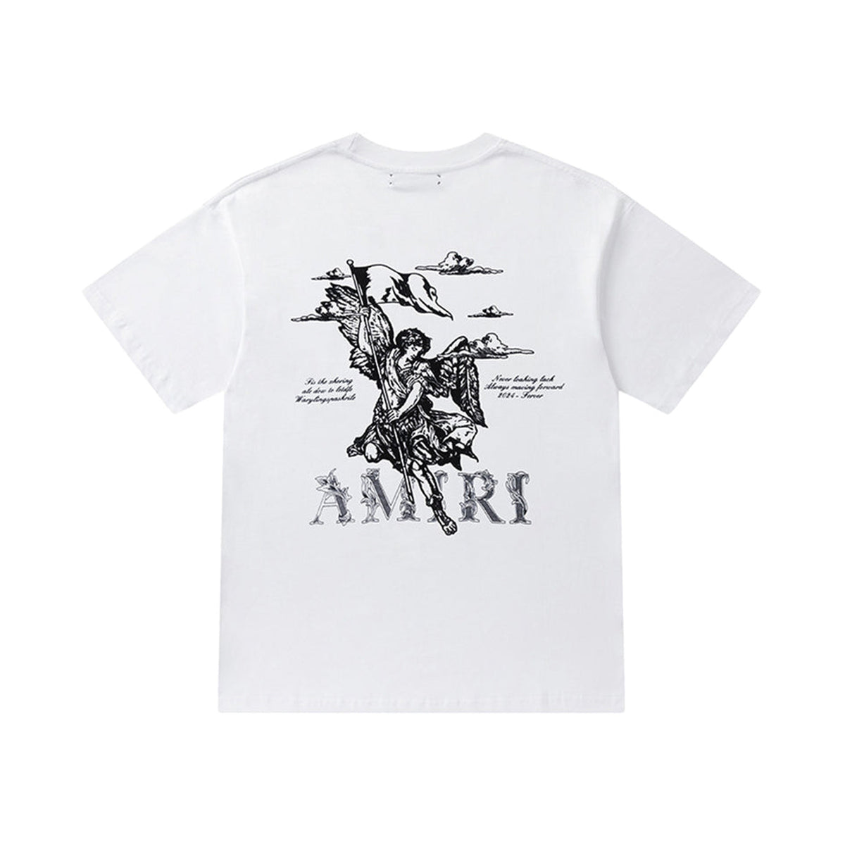 AMIRI Angel Print Cotton Jersey T-Shirt Black White