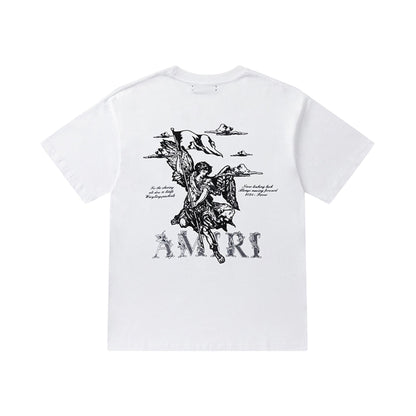AMIRI Angel Print Cotton Jersey T-Shirt Black White