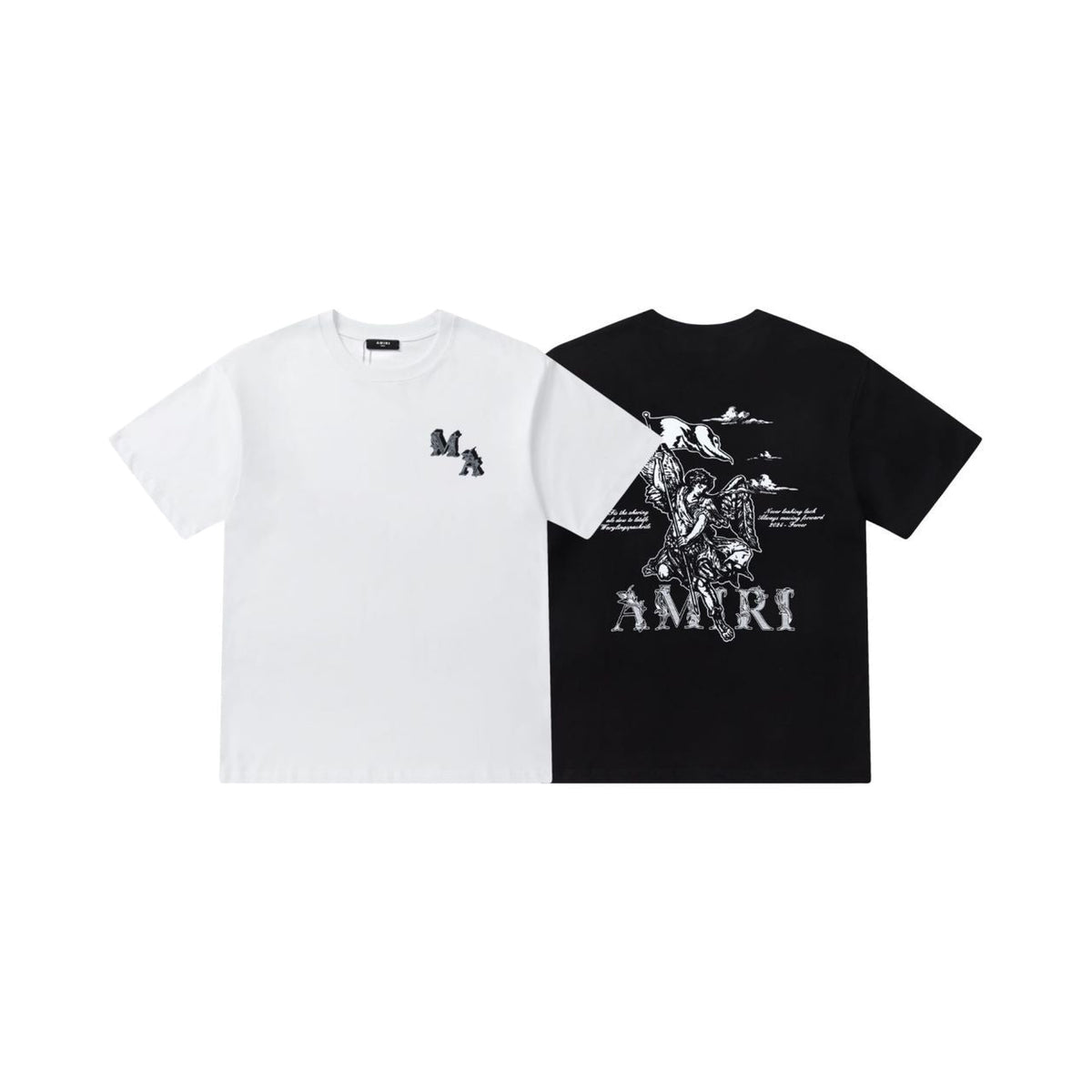 AMIRI Angel Print Cotton Jersey T-Shirt Black White