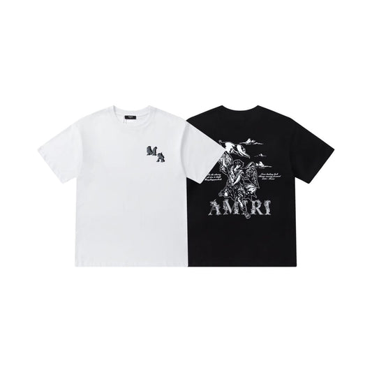 AMIRI Angel Print Cotton Jersey T-Shirt Black White