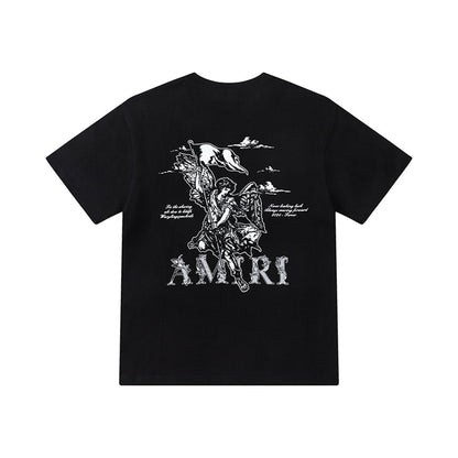 AMIRI Angel Print Cotton Jersey T-Shirt Black White