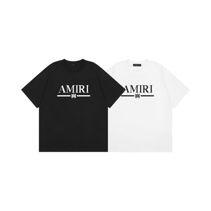AMIRI SS26 Collab Logo Letter Print T-Shirt Black White