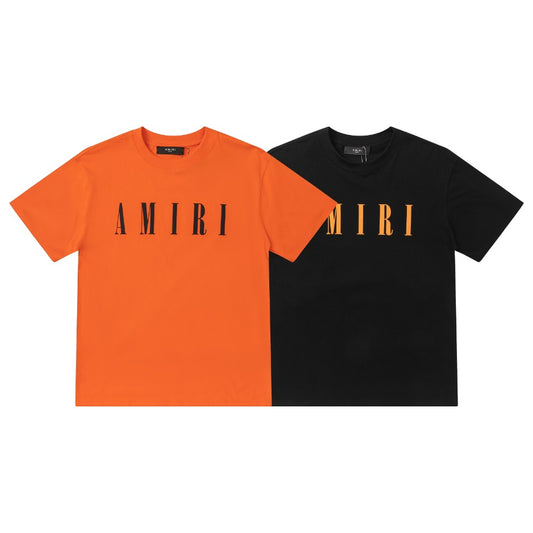 AMIRI Pre-Spring 2022 Logo Print Cotton T-Shirt Black Orange