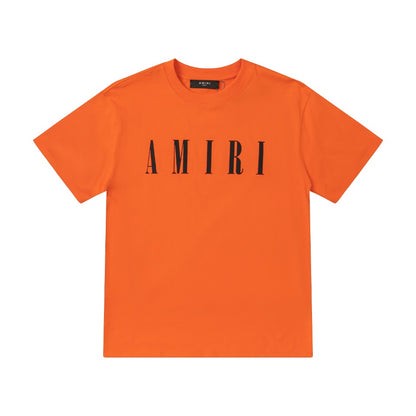 AMIRI Pre-Spring 2022 Logo Print Cotton T-Shirt Black Orange