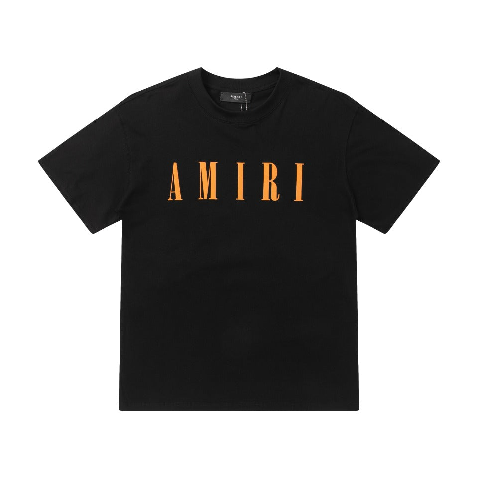 AMIRI Pre-Spring 2022 Logo Print Cotton T-Shirt Black Orange