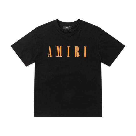 AMIRI Pre-Spring 2022 Logo Print Cotton T-Shirt Black Orange