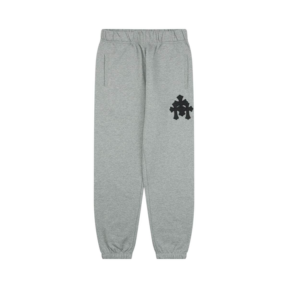 Chrome Hearts Triple Cross Leather Patch Tapered Pants Black Gray