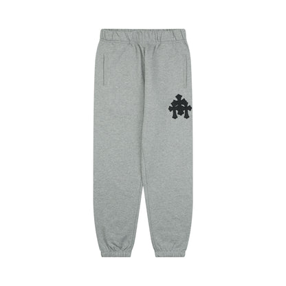 Chrome Hearts Triple Cross Leather Patch Tapered Pants Black Gray