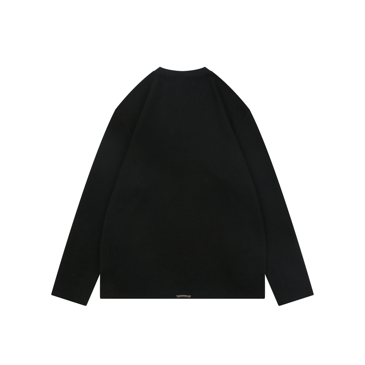 Chrome Hearts Cross Leather Patch Waffle Knit Henley Long Sleeve Black